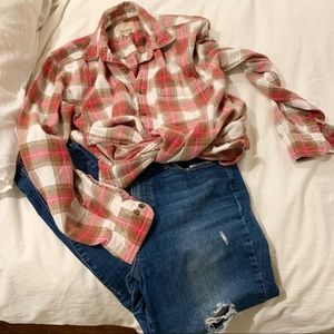 pink brown soft flannel size m